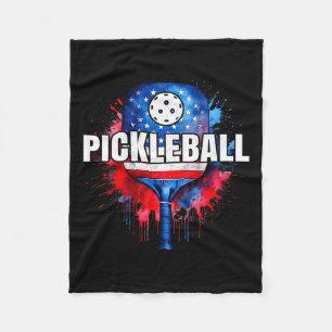 Pickleball Patriot Usa Flag Paddle For Men And Wom Fleece Blanket