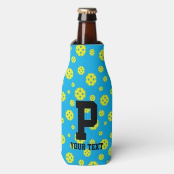 Pickleball Pattern Bottle Cooler With Custom Text by imagewear at Zazzle