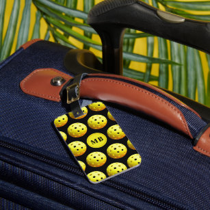 Pickleball Pattern Monogram Luggage Tag