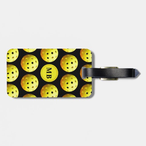 Pickleball Pattern Monogram Name Luggage Tag Zazzle