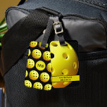Pickleball Pattern Monogram Name Luggage Tag<br><div class="desc">Golden yellow pickleball pattern against your color background (shown in black) and monogrammed with one or two initials one one side and name or other text on the other side in your choice of font styles and colors. Ideal gift for yourself or the pickler you know who's crazy about the...</div>
