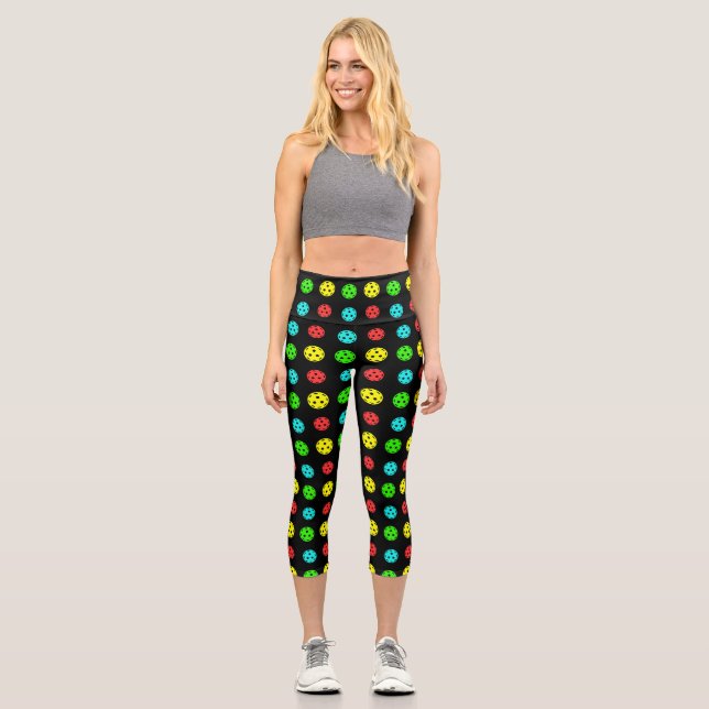  Pickleball Pattern multicolor  Capri Leggings (Front)