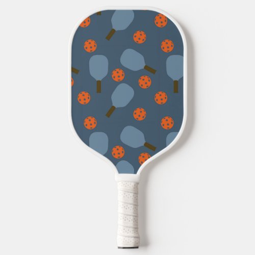 Pickleball Pattern Paddles and Balls Blue Orange