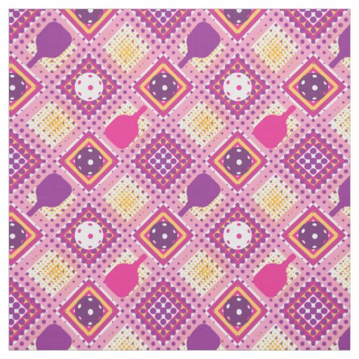 Pickleball pattern - purple, pink, yellow  fabric