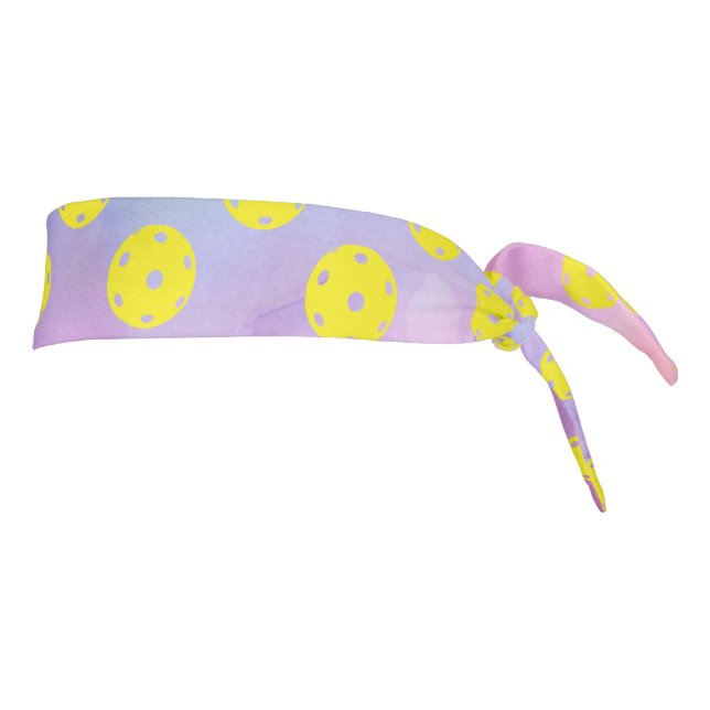 Pickleball pattern with yellow pickleball balls tie headband (Rotate 90)