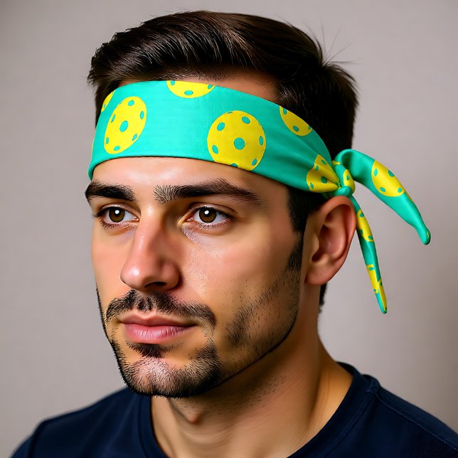 Pickleball pattern with yellow pickleball balls tie headband (Pickleball pattern with yellow pickleball balls tie headband)