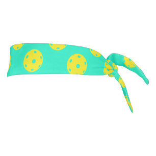 Pickleball pattern with yellow pickleball balls tie headband