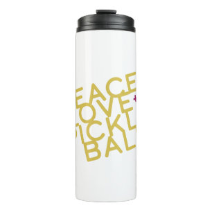 Pickleball Peace and Love Yellow Thermal Tumbler