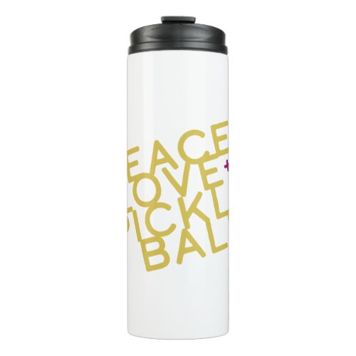 Pickleball Peace and Love Yellow Thermal Tumbler