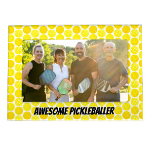 Pickleball Peeps Yellow Pickleballs on White Magnetic Frame