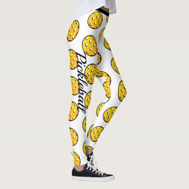 Pickleball Personalize Leggings White Yellow (Right)