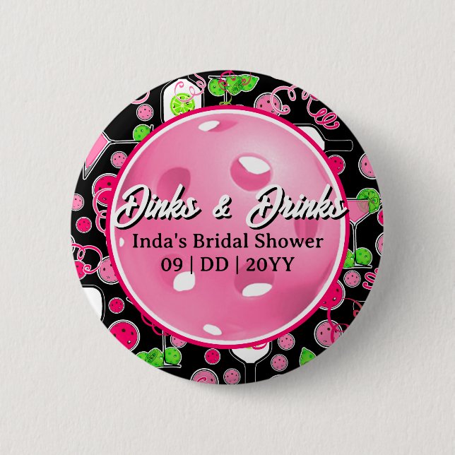 Pickleball Personalized Bridal Shower Swag Button (Front)