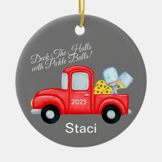 Pickleball Personalized Christmas Ornament for Pic (Front)