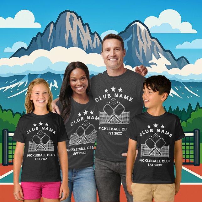 Pickleball Personalized Club Name T-Shirt (PICKLEBALL PERSONALIZED NAME DARK T-SHIRT)