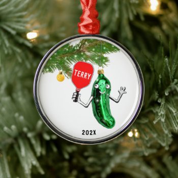 Pickleball Personalized Collectible Metal Ornament by christmastee at Zazzle