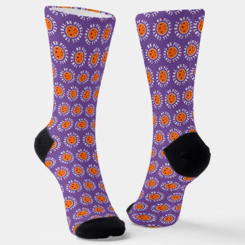 Pickleball Personalized Fashion Purple and Orange Socks