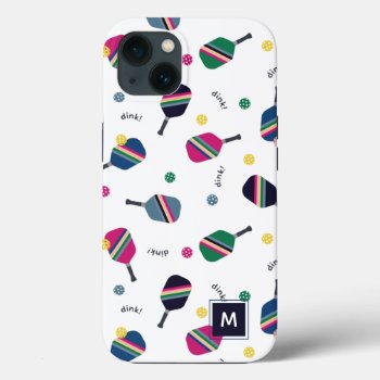 Pickleball Personalized Monogram Blue Green Pink Iphone 13 Case by ParcelStudios at Zazzle
