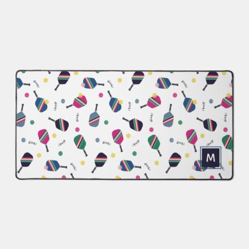 Pickleball Personalized Monogram Blue Green Pink Desk Mat