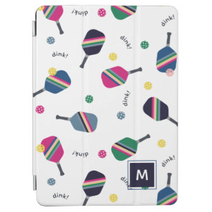 Pickleball Personalized Monogram Blue Green Pink iPad Air Cover
