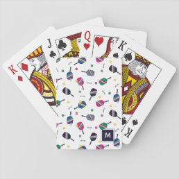 Pickleball Personalized Monogram Blue Green Pink Playing Cards