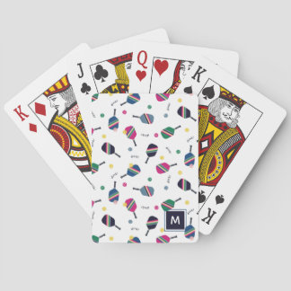 Pickleball Personalized Monogram Blue Green Pink Poker Cards