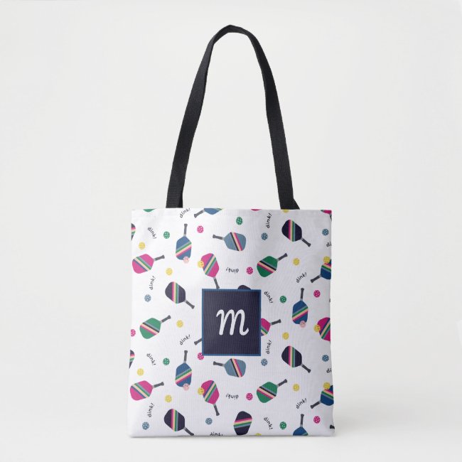 Pickleball Personalized Monogram Blue Green Pink Tote Bag