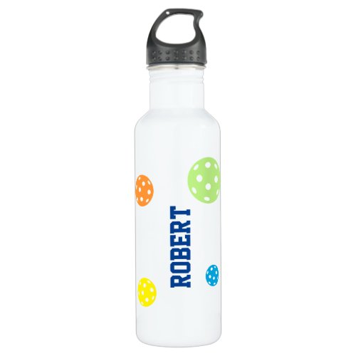 Pickleball Personalized Name Colorful Stainless Steel Water Bottle