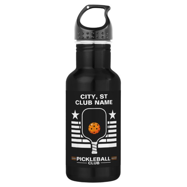 Pickleball Personalized Name Pickleball Club Stainless Steel Water Bottle (Front)