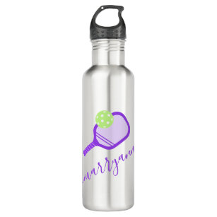Pickleball Personalized Name Purple Stainless Steel Water Bottle