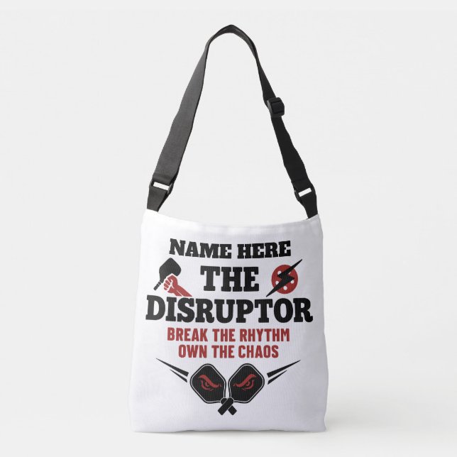 Pickleball Personalized Name The Disruptor Button Crossbody Bag (Front)