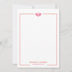 Pickleball Personalized Notecard   Pink and Coral