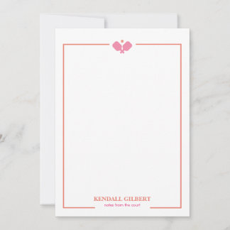 Pickleball Personalized Notecard | Pink and Coral