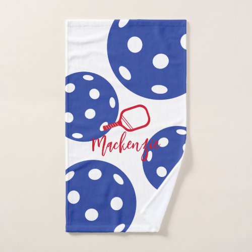 Pickleball Personalized Red White Blue Sweat Hand Towel