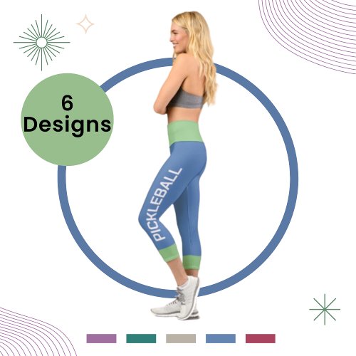 Pickleball Personalized Sage_Blue High Waisted Capri Leggings