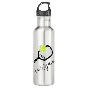 Pickleball Personalized Script Name on Stainless Steel Water Bottle