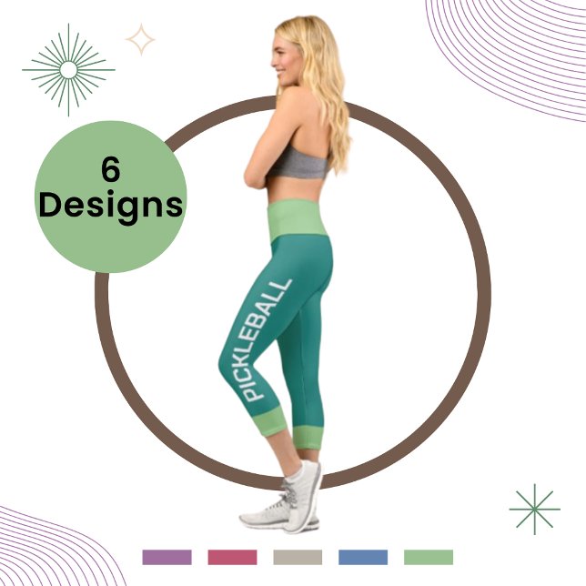 Pickleball Personalized Sea Green High Waisted Capri Leggings (Creator Uploaded)