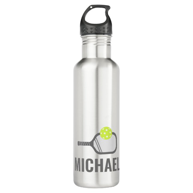 Pickleball Personalized  Stainless Steel Water Bottle (Front)