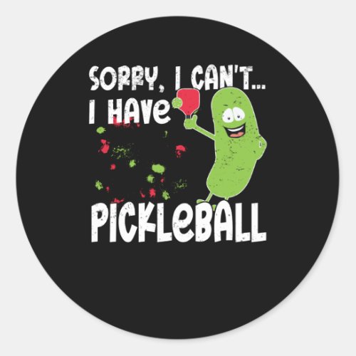 Pickleball Pickball Player Cucumber No Time Classic Round Sticker