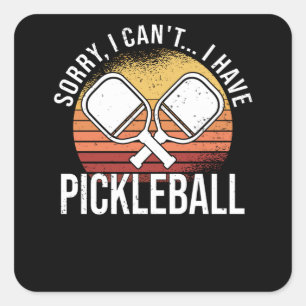 Pickleball Pickball Player No Time Retro Square Sticker