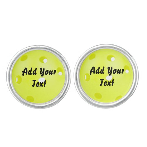 Pickleball Pickle Ball Yellow Customize Personaliz Cufflinks