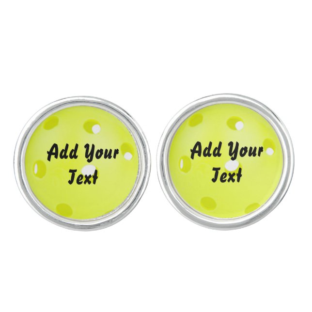 Pickleball Pickle Ball Yellow Customize Personaliz Cufflinks (Front)