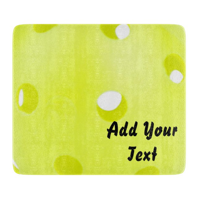 Pickleball Pickle Ball Yellow Customize Personaliz Cutting Board (Front)
