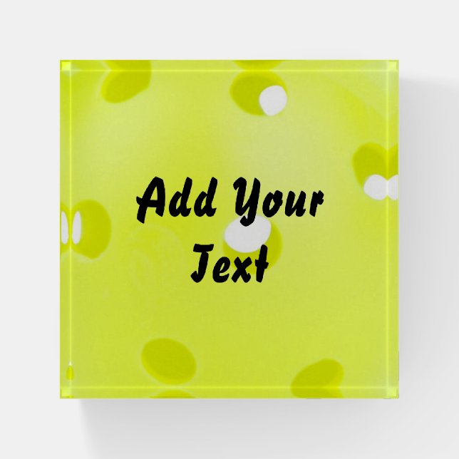Pickleball Pickle Ball Yellow Customize Personaliz Paperweight (Front)