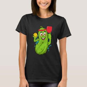 Pickleball Pickle Paddle Cucumber Player Vegan T-Shirt