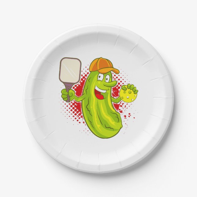 Pickleball Pickle Player  Paper Plates (Front)