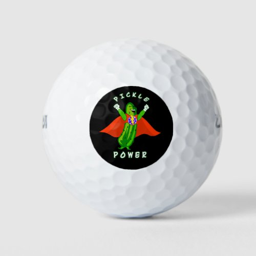 Pickleball Pickle Power Super Hero Golf Balls