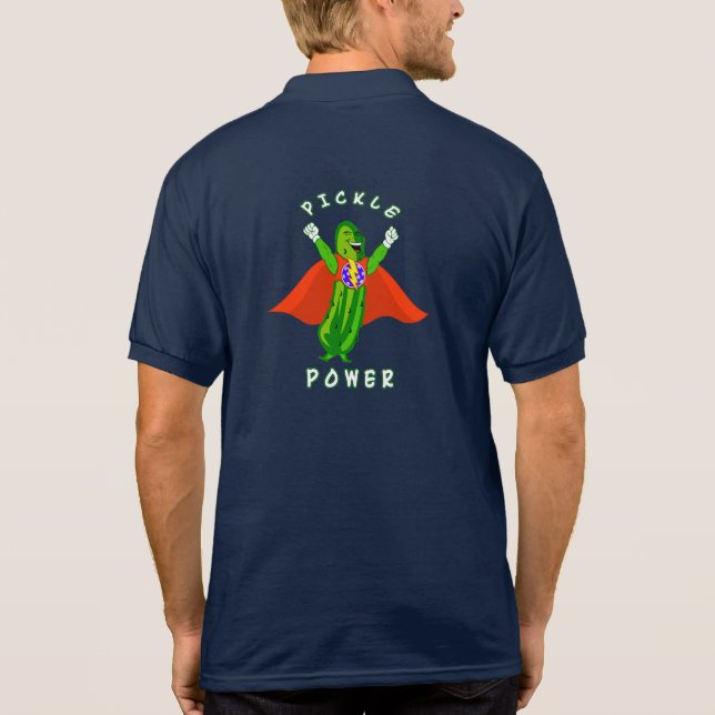 Pickleball Pickle Power Super Hero Polo Shirt (Back)