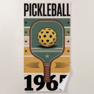 Pickleball Pickleball 1965 Vintage Paddle Graphic Beach Towel
