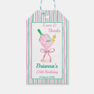 Pickleball pink and green birthday party favor gift tags