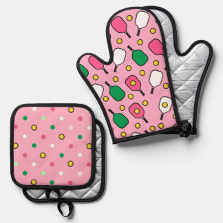 Pickleball Pink Oven Mitt & Pot Holder Set
